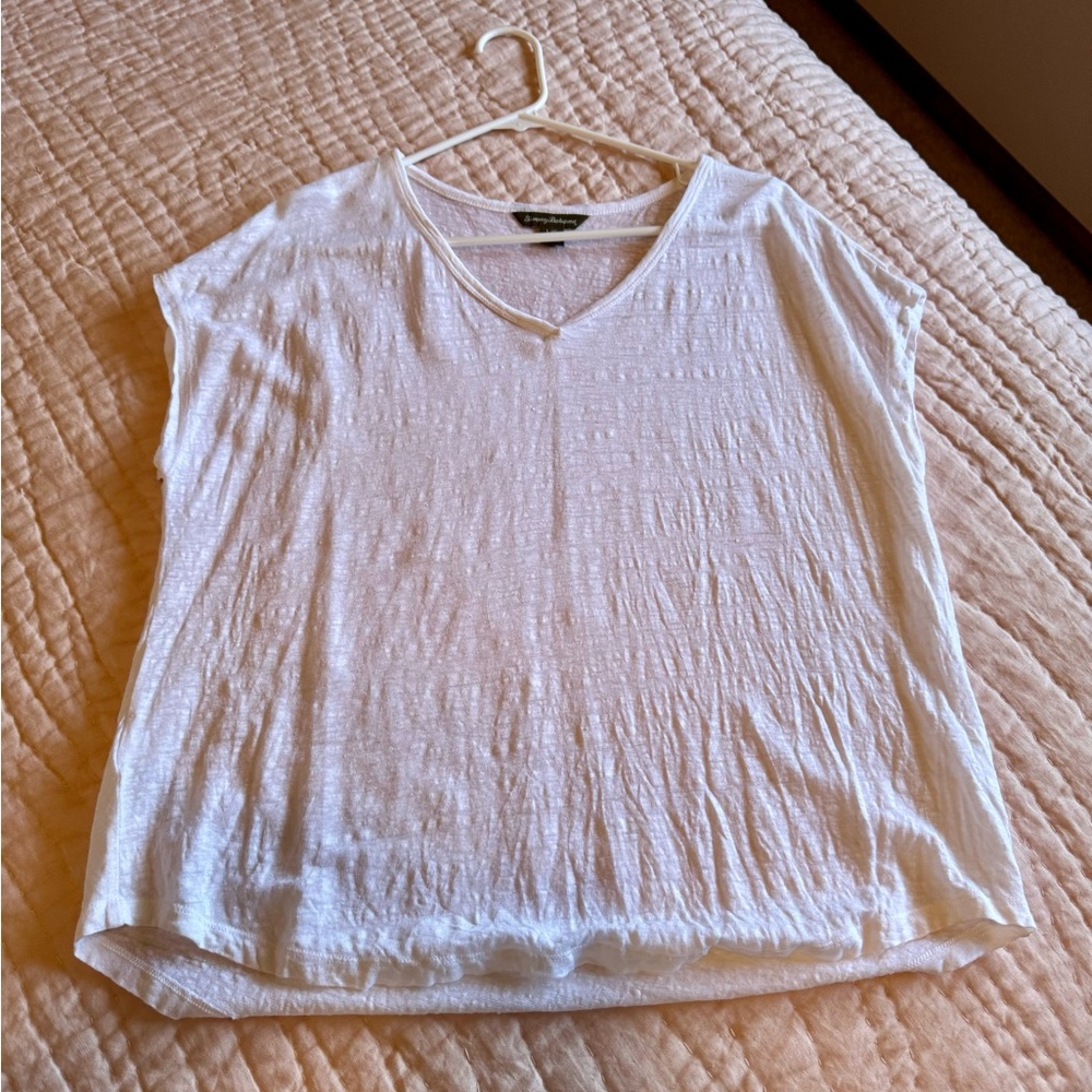 Tommy Bahama Women’s White Linen Pull On Shirt Size L - Picture 5 of 5